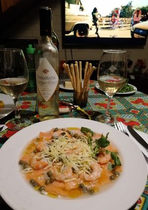 Una foto de Carpaccio de Salmón