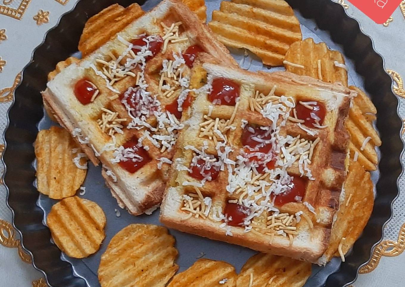 Waffle masala sandwich