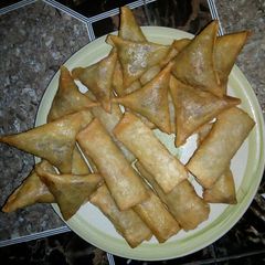 A picture of Hot spring rolls and samosa.