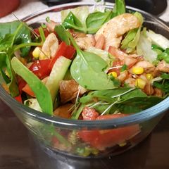 My Sweet Sriracha Chilli Chicken with A Sweetcorn Salad. 🙂 A picture of My Sweet Sriracha Chilli Chicken with A Sweetcorn Salad. 🙂.