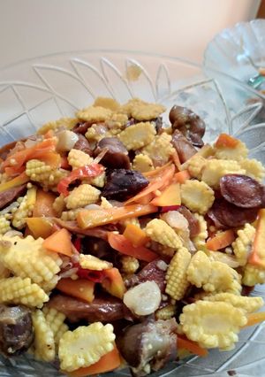 Foto resep Tumis jagung muda ati ampela sosis