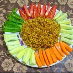 Masala moong with vegetables (healthy salad) A picture of Masala moong with vegetables (healthy salad).