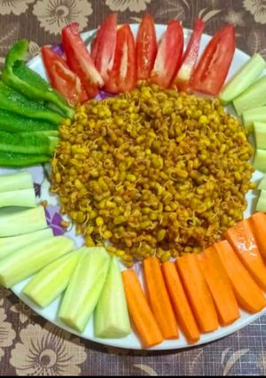 A picture of Masala moong with vegetables (healthy salad).
