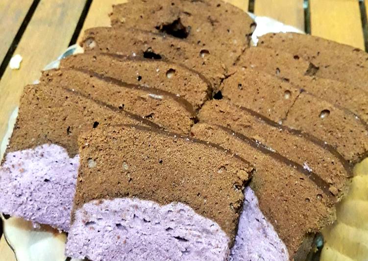 Cara Gampang Membuat Bolu Talas Coklat Mint Lembut (Choco, Mint, Taro) yang Menggugah Selera