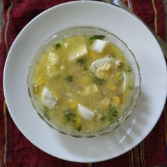A picture of Corn egg drop soup.