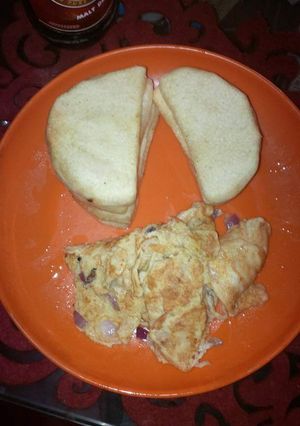 A picture of Fried Yam and fried egg.
