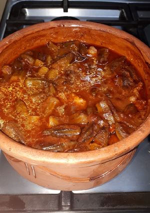 صورة لوصفة برام الباميه باللحم سن