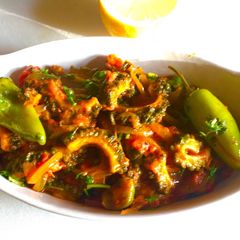 A picture of Bitter Gourd Curry: (Karele ki Sabzi).