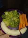 Boiled Broccoli with Raw Carrots and Banana