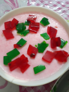 A picture of Colourful pudding.