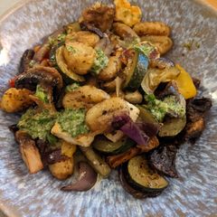 A picture of Roast vegetable and halloumi gnocchi.