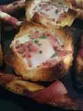 Bacon crust with baked egg ponds