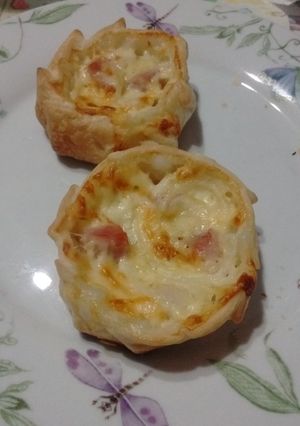 Una foto de Canastitas de jamón y queso🧀