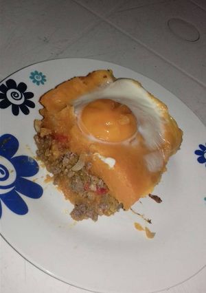Una foto de Pastel de fuente con puré de calabaza