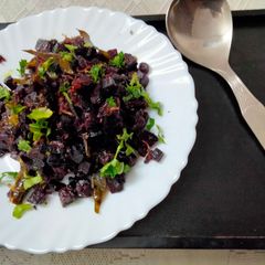 Hyderabadi beetroot and black carrot ki sabzi A picture of Hyderabadi beetroot and black carrot ki sabzi.