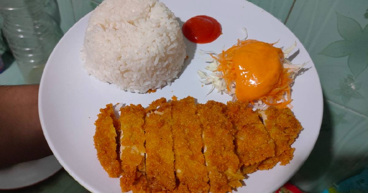 Resep Chicken katsu, and salad with thousand island sauce.. home made