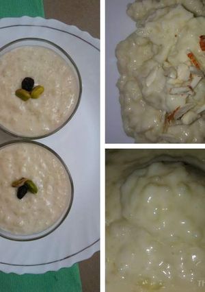 A picture of Rice Pudding with Date Palm Jaggery / Bengali Nolen Gurer Payesh.