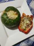 Zapallito verde y morrones rellenos de carne "🙈