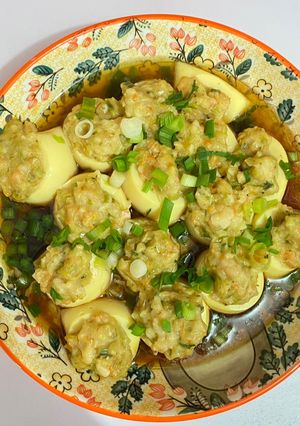 Foto resep Egg tofu stuffed prawn ball