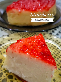 Foto resep Strawberry Cheese Cake (no mixer no oven)