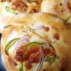 Paneer stuffed foccasia bun A picture of Paneer stuffed foccasia bun.