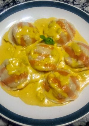 Una foto de Sorrentinos de langostinos