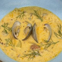 A picture of Clam and Snail Cajun Chowder.