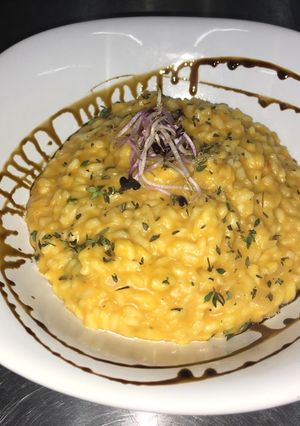 Una foto de Risotto de calabaza y tomillo