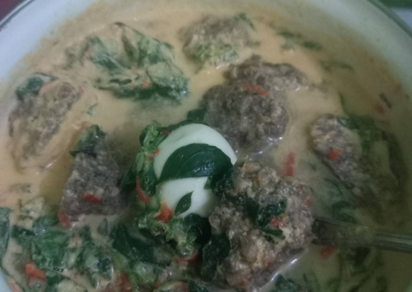 Pecel telur dan tempe kuah santan