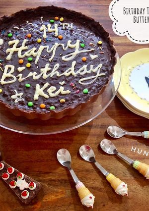 Foto resep Birthday Round Tart with butternut chocholate🎂🍰🍰🎉