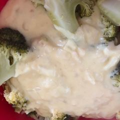 A picture of Anti Vampire Cheese Sauce, with Onions and Garlic.