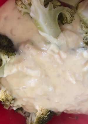 A picture of Anti Vampire Cheese Sauce, with Onions and Garlic.