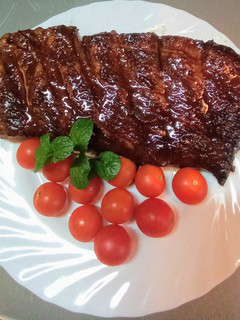 Una foto de Costillas con mostaza al Pedro Ximénez