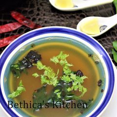 A picture of Banana Stem Rasam.