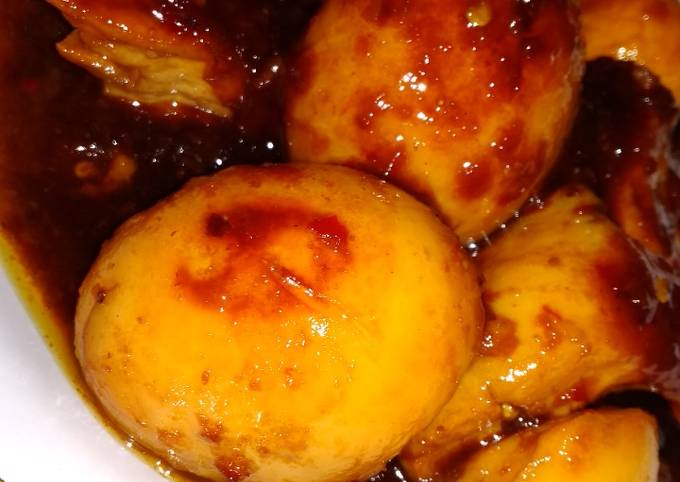 Resep Telur Tahu Bacem Pedes yang Enak