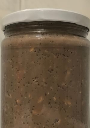 Una foto de Overnight oats con cacao y crema de cacahuete