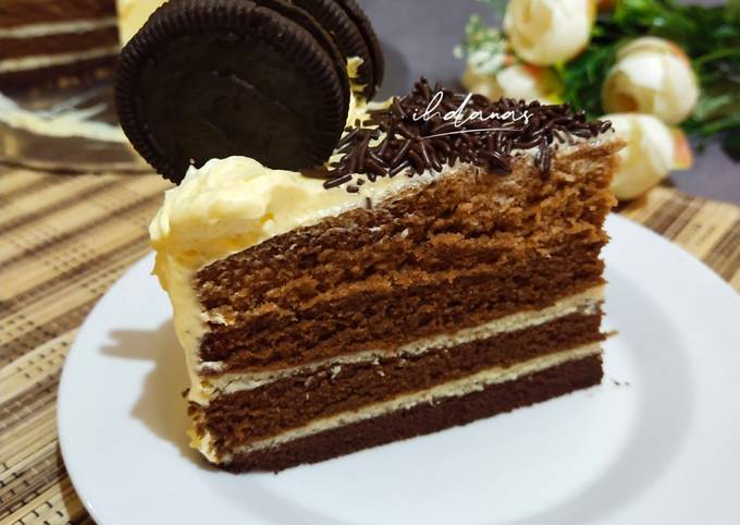Steamed Chocolate Ombre Cake (basecake birthday cake) - cookandrecipe.com