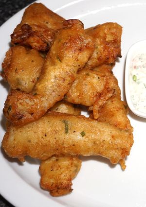 A picture of Fried golden conger with beer batter.