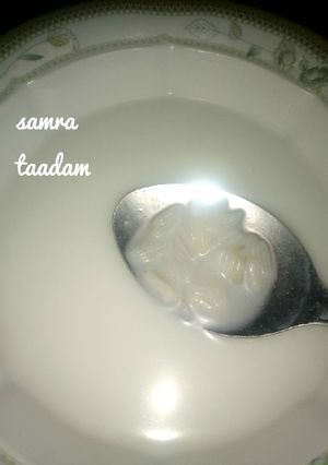 A picture of Cooked rice with milk.