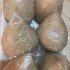 A picture of Banku (ghanian food).