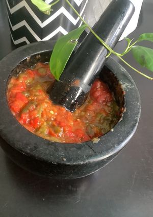 Une photo de Sauce 🥄🌶️au poivron 🫑🧄