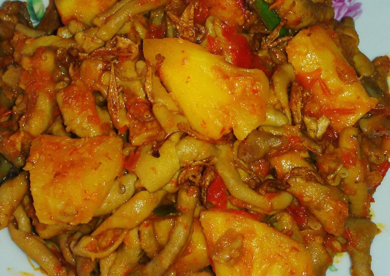 Balado usus ayam pedas with nanas