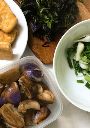 Hình của món Cà bung thịt đậu phụ.