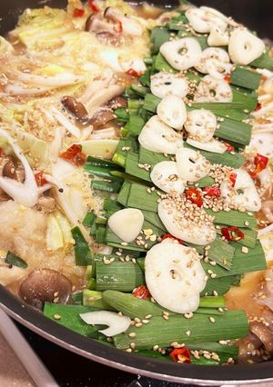 A picture of Our Ultimate Miso Soy Sauce Beef Motsu Nabe.