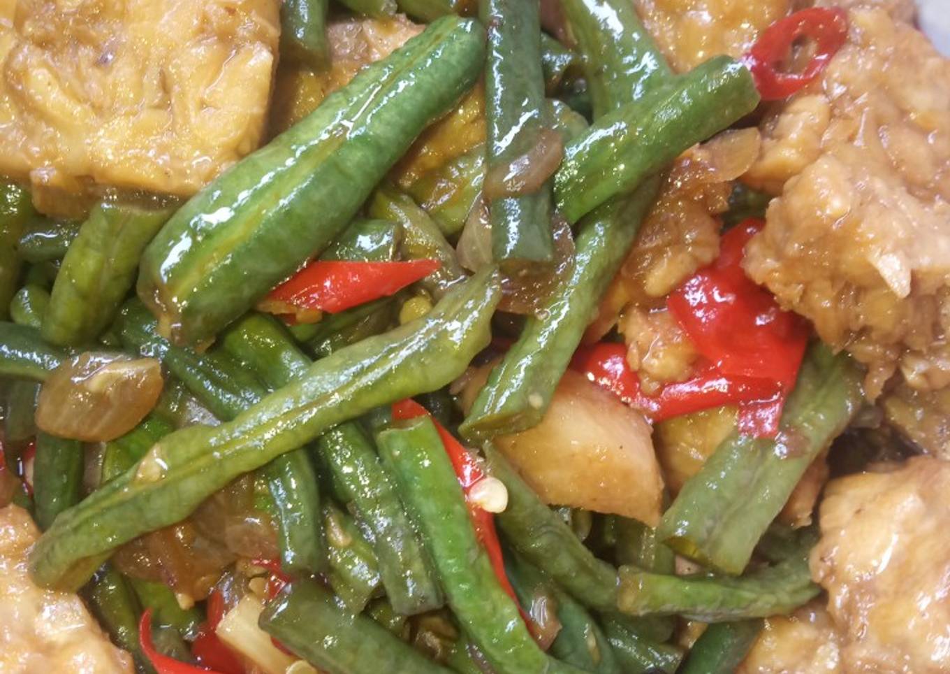 Tumis tempe kacang panjang kecap