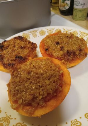 A picture of Baked Grapefruit with Oatmeal Crumble.