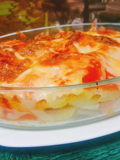 Una foto de Pastel de calabaza y patatas