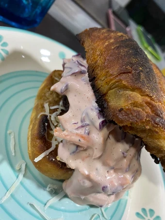 Pasos sencillos para Preparar Hamburguesa casera con coleslaw  que Delicioso