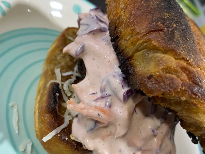 Pasos sencillos para Preparar Hamburguesa casera con coleslaw  que Delicioso