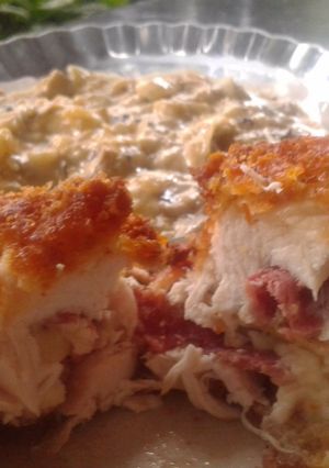 Foto resep Chicken cordon bleu + Creamy mushroom sauce
